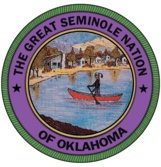 The Great Seminole Nation of Oklahoma logo of someone in a canoe in water.